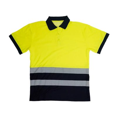 Polo Manga Curta Alta Visibilidade Azul/Amarelo PL60 Faixas Refletoras Segmentadas