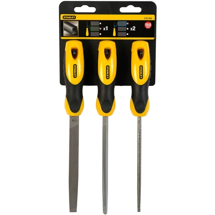 Conjunto de 3 Limas Bastarda 6"/150 mm - Redonda, Plana, Triangular STANLEY 0-22-445