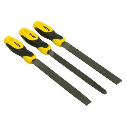 Conjunto de 3 Limas Bastarda 8"/200 mm - Redonda, Plana, Triangular STANLEY 0-22-464