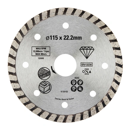 Disco de Diamante Turbo 115mm p/ Granito Stanley STA38202-XJ
