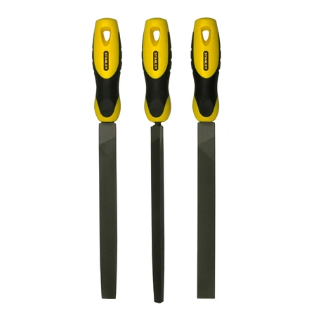 Conjunto de 3 Limas Bastarda 8"/200 mm - Redonda, Plana, Triangular STANLEY 0-22-464