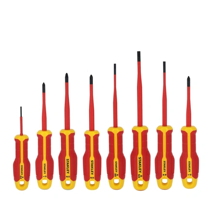 Conjunto Chaves de Fenda Eletricista Isolado 1000v STANLEY Plano/phillips/pozidriv - 8 Peças FMHT65771-0