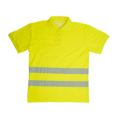 Polo Manga Curta Alta Visibilidade Amarelo PL60 Faixas Refletoras Segmentadas