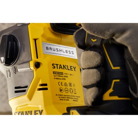 Martelo Perfurador SDS-Plus Compacto V20 BRUSHLESS 18 V 2,5 J com Bateria 4 Ah, Carregador e Mala PRO-STACK STANLEY SFMCH910M1T-QW