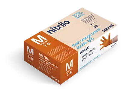 Luva Nitrilo Descartavel Laranja Santex Flash Orange - 8,5g - 50 Uni