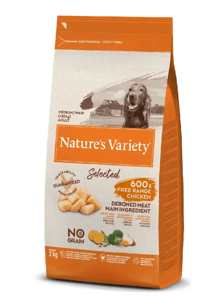 Nature's Variety Dog Selected No Grain Medium Adulto Frango Campo