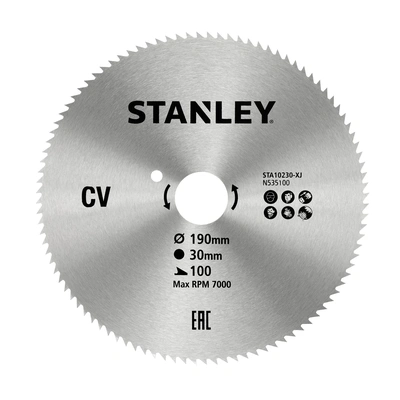 Lâmina de Serra Circular de Aço Corte Fino 190 x 30 mm x 100 Dentes STANLEY STA10230-XJ