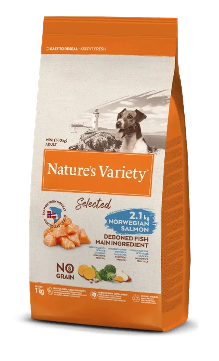 Nature's Variety Dog Selected No Grain Mini Adulto Salmão Noruega