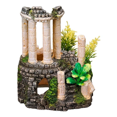 Decoração Para Aquário - Colunas Gregas Com Plantas