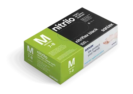 Luva Nitrilo Descartavel Preto Santex Nitriflex Black 3,5g - 100 Uni