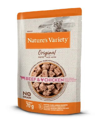 Nature Variety's Cat Wet Original No Grain Vaca & Frango - 12x70g