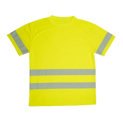 T-Shirt Alta Visibilidade Amarela TS30 Faixas Refletoras Segmentadas