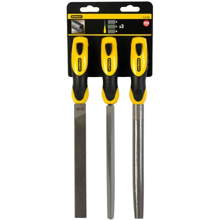 Conjunto de 3 Limas Bastarda 8"/200 mm - Redonda, Plana, Triangular STANLEY 0-22-464