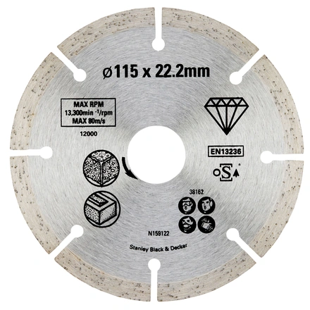 Disco de Diamante 115mm p/ Pedra Stanley STA38162-XJ