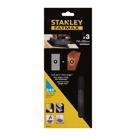 3 Folhas De Lixa G240 Malha 1/2 115X280mm – Sem Velcro Stanley STA39012-XJ
