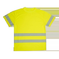 T-Shirt Alta Visibilidade Amarela TS30  Faixas Refletoras Segmentadas