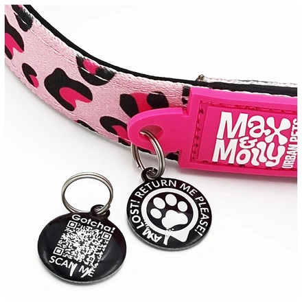 Max & Molly - Coleira Com Id Tag "Leopard Pink"