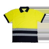 Polo Manga Curta Alta Visibilidade Azul/Amarelo PL60 Faixas Refletoras Segmentadas