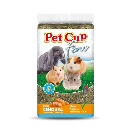 Pet Cup Feno com Cenoura para Roedores - 500g