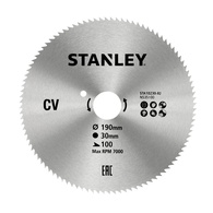 Lâmina de Serra Circular de Aço Corte Fino 190 x 30 mm x 100 Dentes STANLEY STA10230-XJ