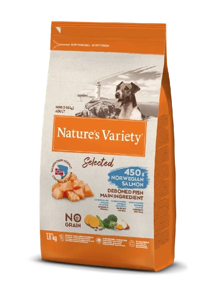 Nature's Variety Dog Selected No Grain Mini Adulto Salmão Noruega