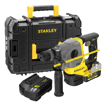 Martelo Perfurador SDS-Plus Compacto V20 BRUSHLESS 18 V 2,5 J com Bateria 4 Ah, Carregador e Mala PRO-STACK STANLEY SFMCH910M1T-QW