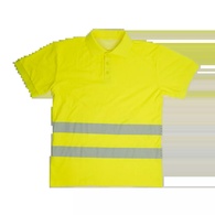 Polo Manga Curta Alta Visibilidade Amarelo PL60 Faixas Refletoras Segmentadas