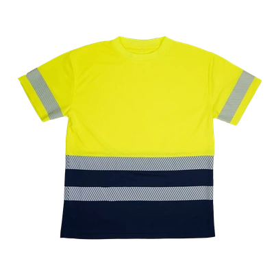 T-Shirt Alta Visibilidade Azul/Amarela TS31 Faixas Refletoras Segmentadas