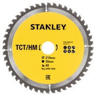 Lâmina de Serra Circular TCT/HM Corte Fino TCT/HM 210 x 30 mm x 48 Dentes - Compatível com Serra de Esquadria STANLEY STA13045-XJ