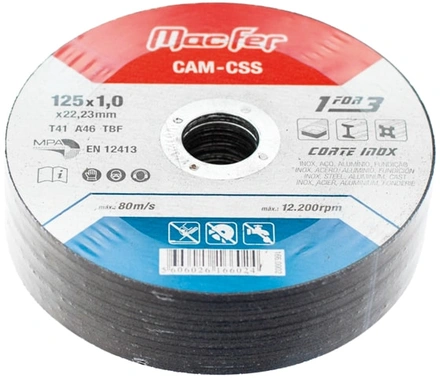 Disco abrasivo corte inox CSS CAM-CSS 125x1,0x22,23mmMACFER 166.0002